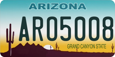 AZ license plate ARO5008