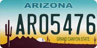 AZ license plate ARO5476