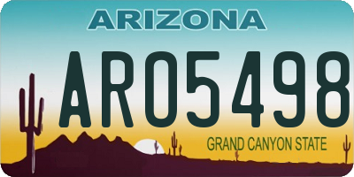 AZ license plate ARO5498