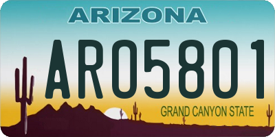 AZ license plate ARO5801