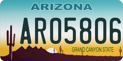 AZ license plate ARO5806