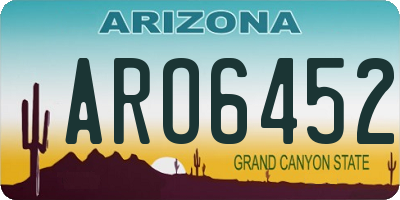 AZ license plate ARO6452
