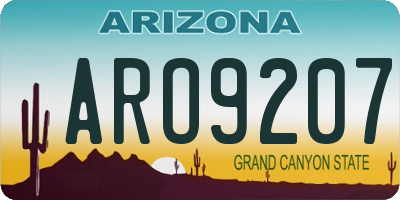 AZ license plate ARO9207