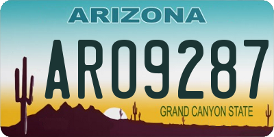 AZ license plate ARO9287