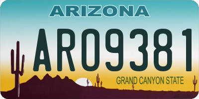 AZ license plate ARO9381