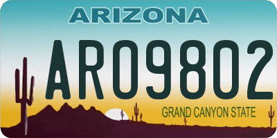 AZ license plate ARO9802