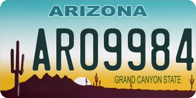 AZ license plate ARO9984