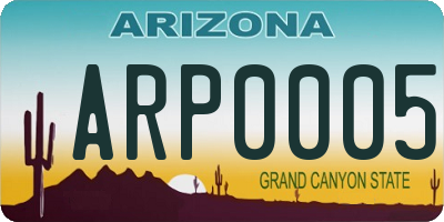 AZ license plate ARP0005