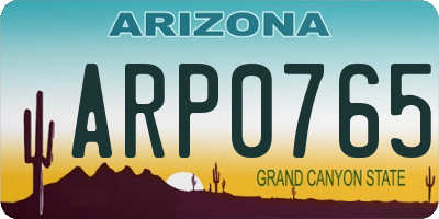 AZ license plate ARP0765
