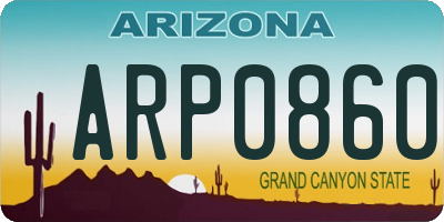 AZ license plate ARP0860
