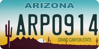AZ license plate ARP0914