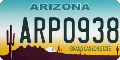 AZ license plate ARP0938