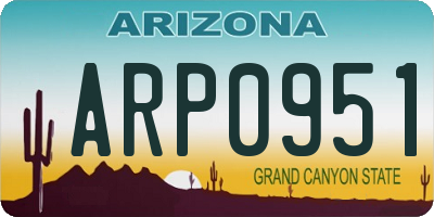 AZ license plate ARP0951
