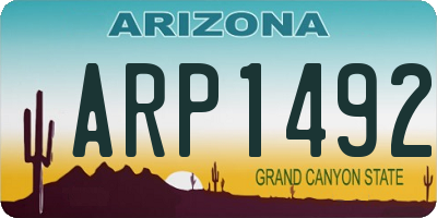 AZ license plate ARP1492