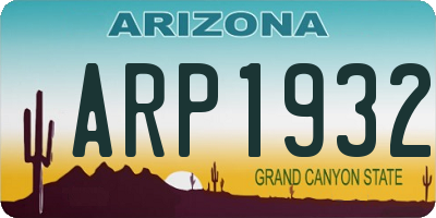 AZ license plate ARP1932