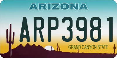 AZ license plate ARP3981