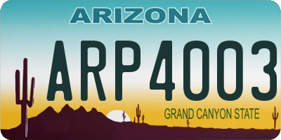 AZ license plate ARP4003