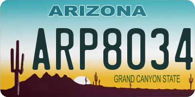 AZ license plate ARP8034