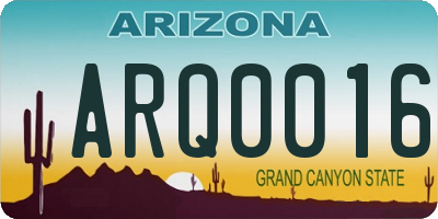 AZ license plate ARQ0016
