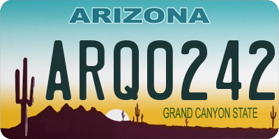 AZ license plate ARQ0242