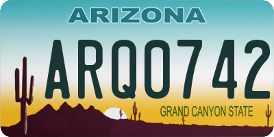 AZ license plate ARQ0742