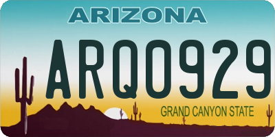 AZ license plate ARQ0929