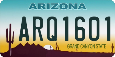 AZ license plate ARQ1601