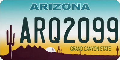 AZ license plate ARQ2099
