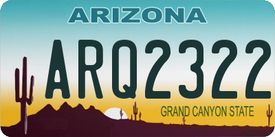 AZ license plate ARQ2322