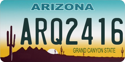 AZ license plate ARQ2416