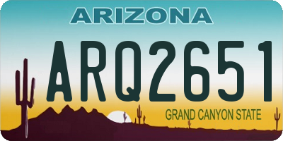 AZ license plate ARQ2651