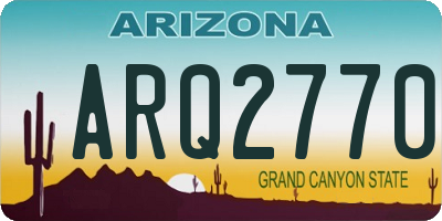 AZ license plate ARQ2770