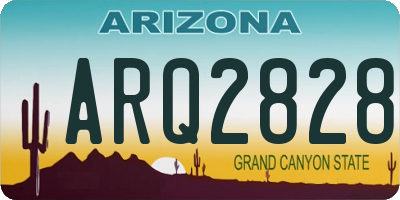 AZ license plate ARQ2828