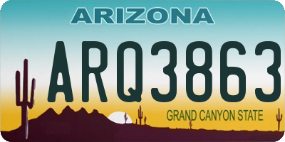 AZ license plate ARQ3863