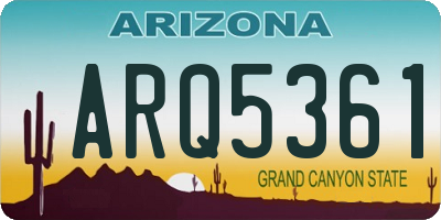 AZ license plate ARQ5361