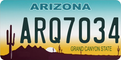 AZ license plate ARQ7034