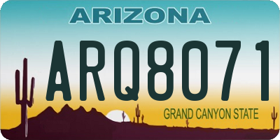 AZ license plate ARQ8071