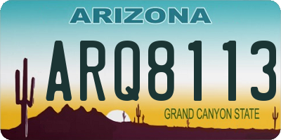 AZ license plate ARQ8113