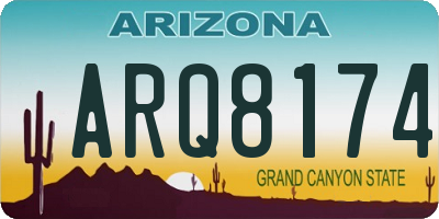 AZ license plate ARQ8174