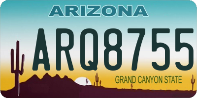 AZ license plate ARQ8755