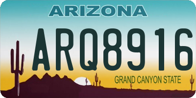 AZ license plate ARQ8916