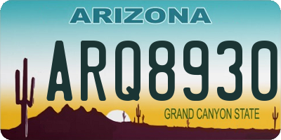 AZ license plate ARQ8930