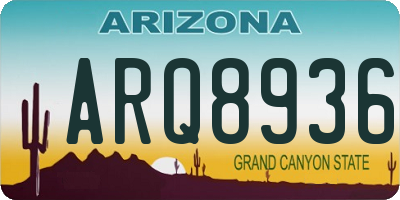 AZ license plate ARQ8936
