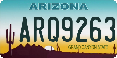 AZ license plate ARQ9263