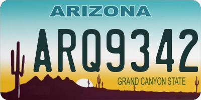 AZ license plate ARQ9342