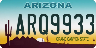AZ license plate ARQ9933
