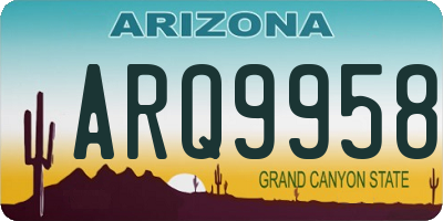AZ license plate ARQ9958