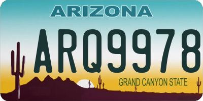 AZ license plate ARQ9978