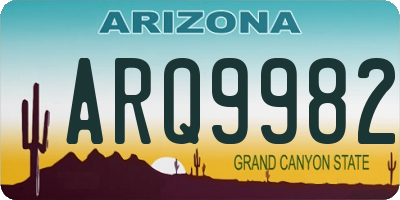 AZ license plate ARQ9982