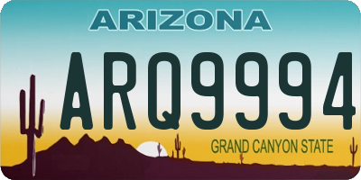 AZ license plate ARQ9994